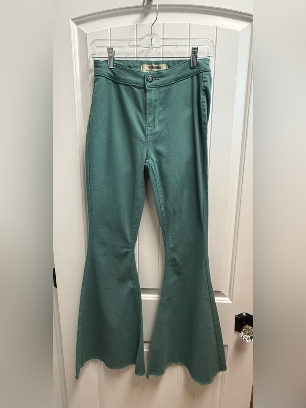 Rock & Roll Cowgirl Jeans Womens (27x33) Green Bargin Bell High Rise Flare EUC
